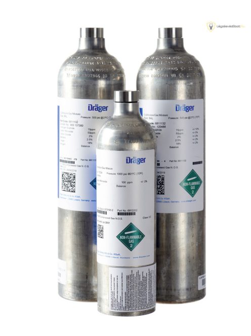 Drager teszt gáz, kalibráló gáz, 60 liter H2S,CO,CO2,CH4,O2 N2-ben