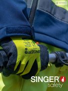 SINGER láthatósági poliészter kesztyű, latex bevonatos